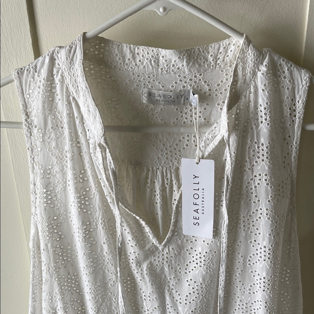 White Eyelet Sleeveless swim cover up by seafolly - Picture 3 of 8